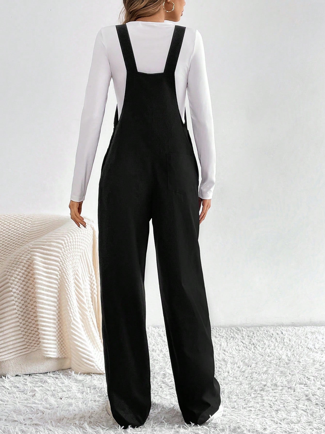 SHEIN Tall Women'S Button Detail Cargo Jumpsuit with Braces