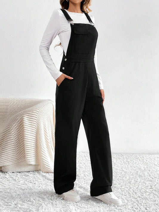 SHEIN Tall Women'S Button Detail Cargo Jumpsuit with Braces