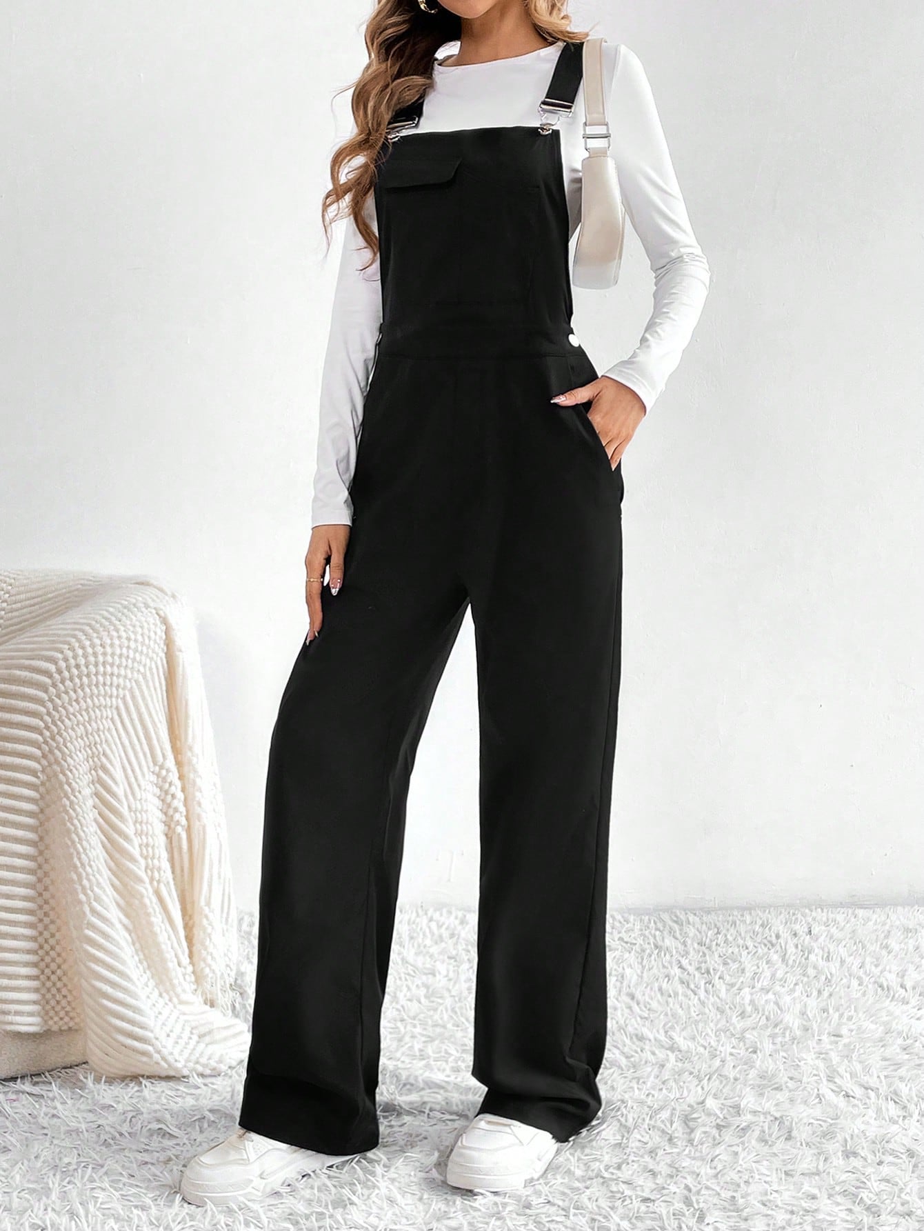 SHEIN Tall Women'S Button Detail Cargo Jumpsuit with Braces
